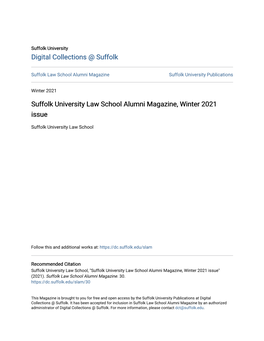 Suffolk University Law School Alumni Magazine, Winter 2021 Issue