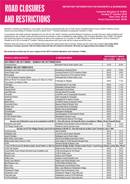 Road Closures and Restrictions