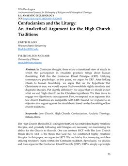 An Analectical Argument for the High Church Traditions