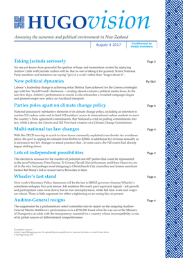 Taking Jacinda Seriously New Political Dynamics Parties Poles Apart on Climate Change Policy Multi-National Tax Law Changes Lots