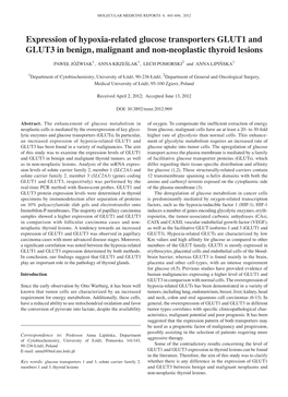 Expression of Hypoxia-Related Glucose Transporters GLUT1 and GLUT3 in Benign, Malignant and Non-Neoplastic Thyroid Lesions