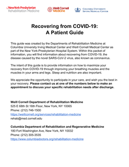 Recovering from COVID-19: a Patient Guide