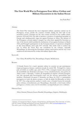 The First World War in Portuguese East Africa: Civilian and Military Encounters in the Indian Ocean