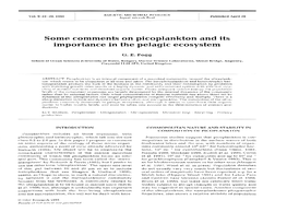 Some Comments on Picoplankton and Its Importance in the Pelagic Ecosystem