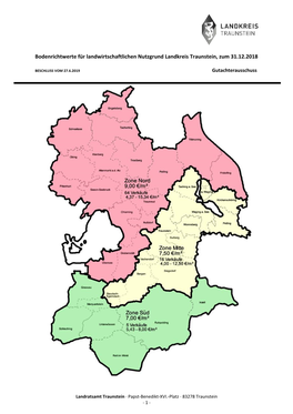 Bodenrichtwerte Für Landwirtschaftlichen Nutzgrund Landkreis Traunstein, Zum 31.12.2018