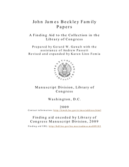 John James Beckley Family Papers