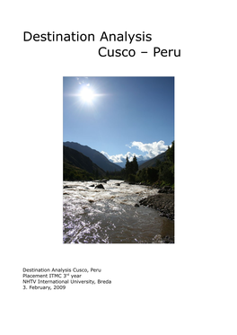 Destination Analysis Cusco – Peru