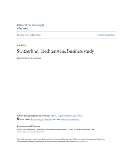 Switzerland, Liechtenstein; Business Study Touche Ross International