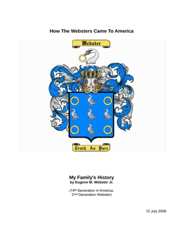 How the Websters Came to America My Family's History