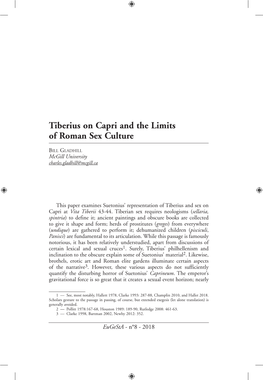 Tiberius on Capri and the Limits of Roman Sex Culture