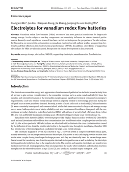 Electrolytes for Vanadium Redox Flow Batteries