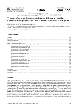 Coleoptera: Leiodidae: Cholevinae: Ptomaphagini) from China, with Description of Eleven New Species