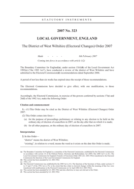Electoral Changes) Order 2007