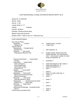 Appendix C Macrofossil Reports