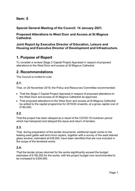 Proposed Alterations to West Door and Access at St Magnus Cathedral