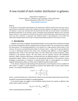 A New Model of Dark Matter Distribution in Galaxies