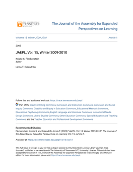 JAEPL, Vol. 15, Winter 2009-2010