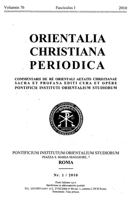 ORIENTALIA CHRISTIANA PERIODICA Piazza S