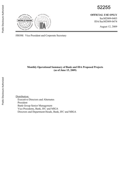 The World Bank Monthly Operational Summary