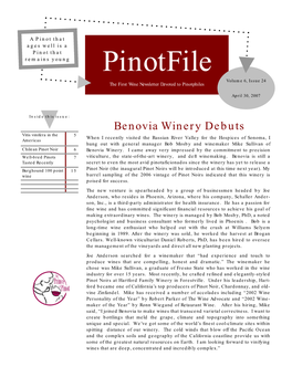 Pinotfile Volume 6, Issue 24 the First Wine Newsletter Devoted to Pinotphiles