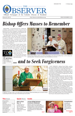 Bishop Offers Masses to Remember ... and to Seek Forgiveness