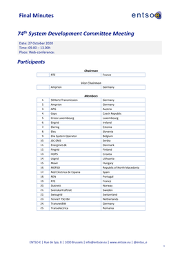 Final Minutes 74Th System Development Committee Meeting