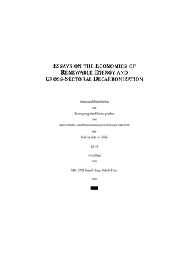 Essays on the Economics of Renewable Energy And