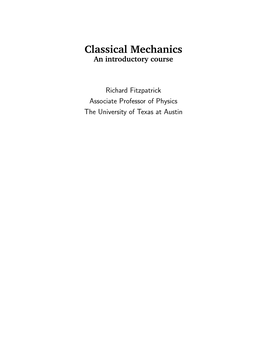Classical Mechanics an Introductory Course