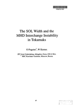 The SOL Width and the MHD Interchange Instability in Tokamaks