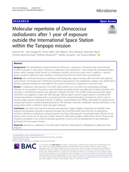 Molecular Repertoire of Deinococcus Radiodurans After 1 Year Of