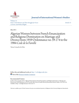 Algerian Women Between French Emancipation and Religious Domination on Marriage and Divorce from 1959 Ordonnance No