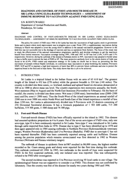 Diagnosis and Control of Foot-And-Mouth Disease in Sri Lanka Using Elisa-Based Technologies — Assessment of Immune Response to Vaccination Against Fmd Using Elisa