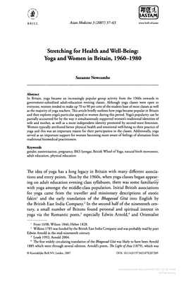 Yoga and Women in Britain, 1960-1980