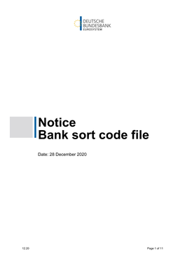 Notice Bank Sort Code File