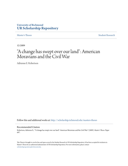 American Moravians and the Civil War Adrienne E