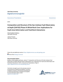 (SAFOD) Phase III Whole-Rock Core: Implications for Fault Zone Deformation and Fluid-Rock Interactions