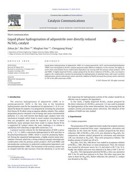 Liquid Phase Hydrogenation of Adiponitrile Over Directly Reduced Ni