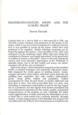 EIGHTEENTH-CENTURY SHOPS and the LUXURY TRADE Trevor