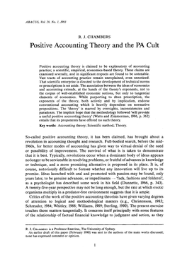 Positive Accounting Theory and the PA Cult