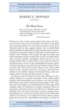 ROBERT E. HOWARD the Black Stone