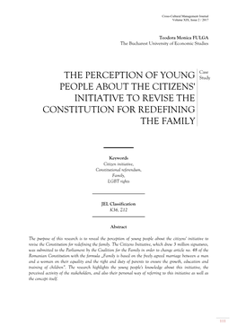 The Perception of Young People About the Citizens' Initiative to Revise the Constitution for Redefining the Family