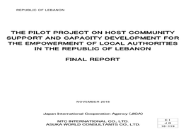 The Pilot Project on Host Community Support and Capacity Development for the Final Report Empowerment of Local Authorities in the Republic of Lebanon