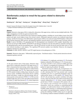 Bioinformatics Analysis to Reveal the Key Genes Related to Obstructive Sleep Apnea