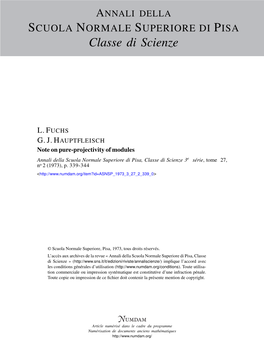 Note on Pure-Projectivity of Modules Annali Della Scuola Normale Superiore Di Pisa, Classe Di Scienze 3E Série, Tome 27, No 2 (1973), P