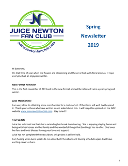 Spring Newsletter 2019