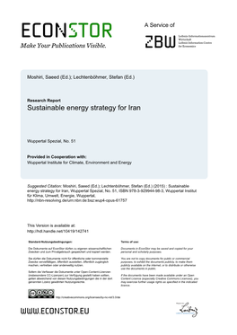 Sustainable Energy Strategy for Iran