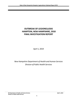Outbreak of Legionellosis Hampton, New Hampshire, 2018, Final