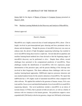 An Abstract of the Thesis Of