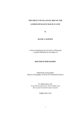 The Impact of Sea-Level Rise on the London-Penzance Railway Line
