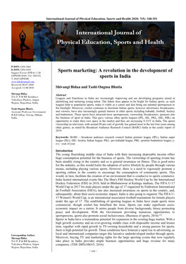 Sports Marketing: a Revolution in the Development of Sports in India